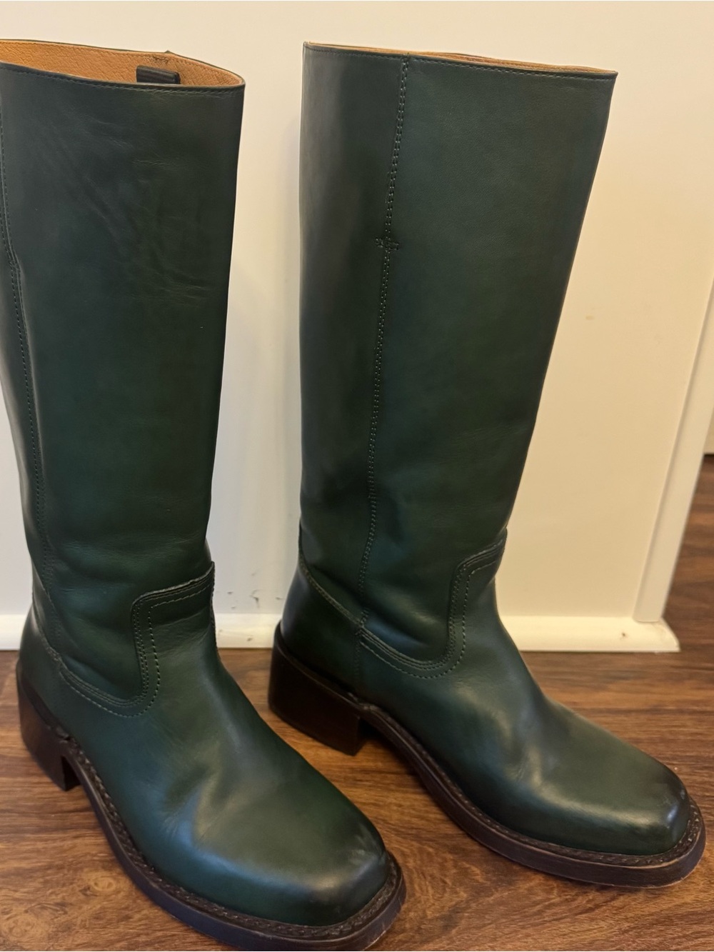 Frye Campus Boots Dark Green Leather Over-The-Knee Riding Boots